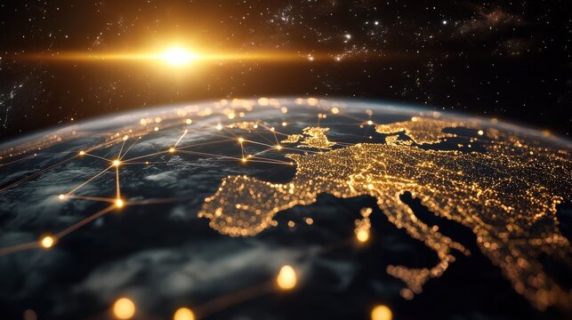 Exploration earth from space europe focus astronomical imagery cosmic environment satellite view technological insight