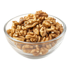 Fototapeta premium walnuts in a bowl isolated on transparent white background, clipping path