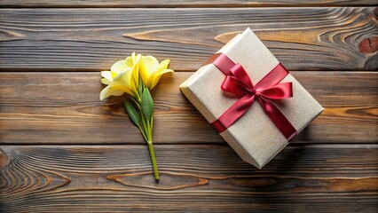 Fototapeta premium Delicate Freesia Blooms in a Rustic Gift Box