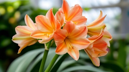 Naklejka premium Stunning Orange Lilies Blossoming in Garden Setting for Beautiful Floral Displays and Events : Generative AI