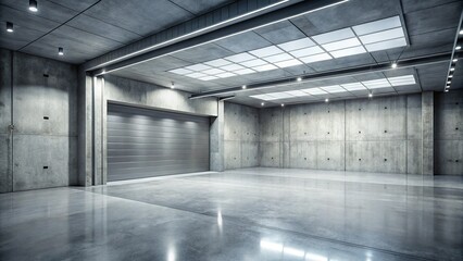 Obraz premium Futuristic Grunge Industrial Minimalist Garage Room