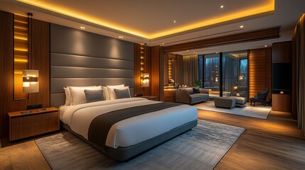 Luxurious Hotel Suite with Stunning Night View