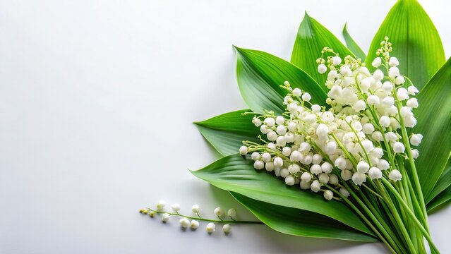 Lily of the Valley White Flowers on White Background