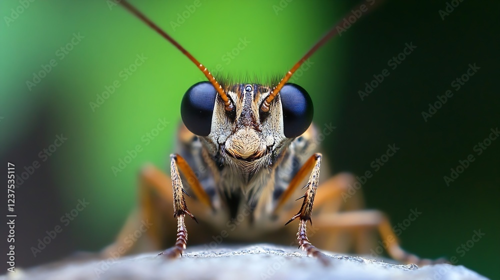 Poster Closeup of Wasp Neatly Captured in Sharp Detail Against Blurred Background : Generative AI
