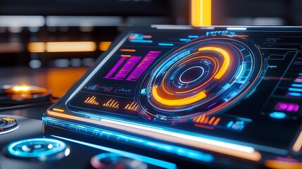 Obraz premium futuristic tech hud interface overlay - cyberpunk aesthetic