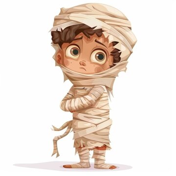 recommend clip art: Cute Cartoon Mummy Kid Costume Halloween Illustration