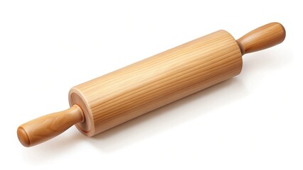 White Kitchen Utensil - Rolling Pin on White Background