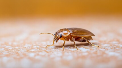 Obraz premium Golden Beetle on Rough Surface with Detailed Texture : Generative AI