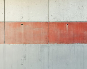 Modern Architectural Concrete Wall with Textured Red and Gray Panels