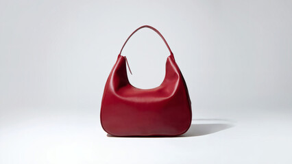 Cherry red hobo bag on white background