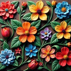 Intricate floral patterns woven into the wood surface , floral, wooden decor