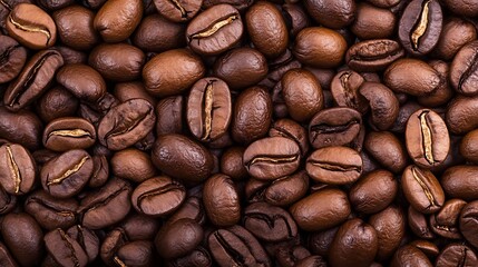 Fototapeta premium Closeup of Roasted Coffee Beans Perfect for Cafes and Beverage Branding : Generative AI