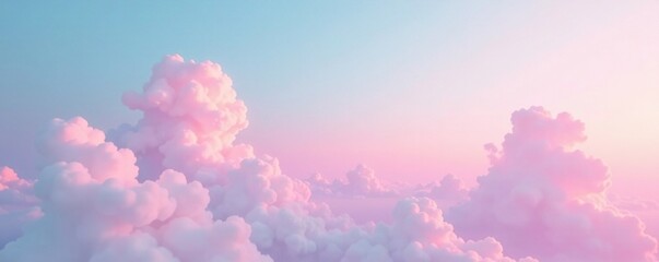 Fototapeta premium Gradient sky with pastel pink hues and white clouds, gradient, calming