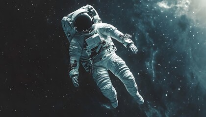 Fototapeta premium Astronaut adrift in the vast expanse of space