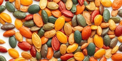 Symphony of Seeds: Enchanting Abstract Canvas with Pumpkin Hues