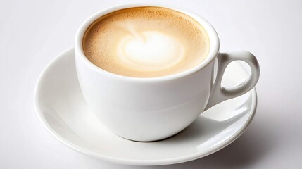 Fototapeta premium Close up of creamy cappuccino in white cup with elegant saucer for a refined coffee experience : Generative AI