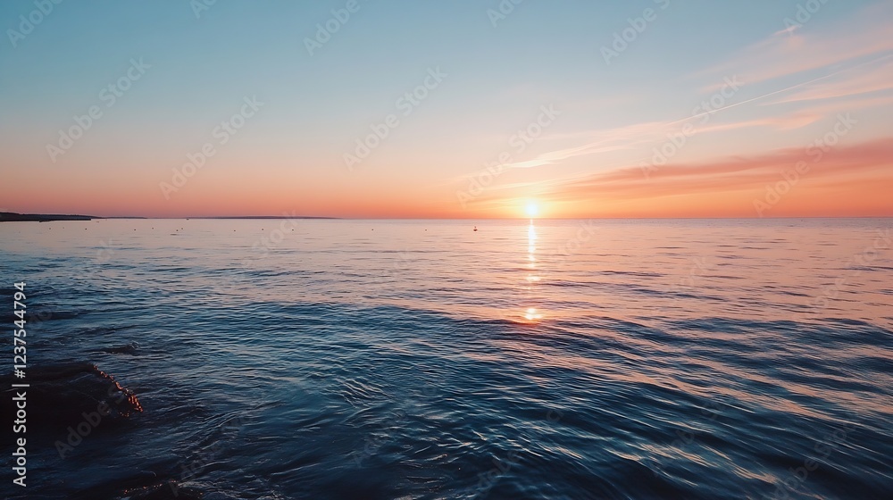 Aufkleber serene ocean sunset with vibrant colors and calm waters creating a tranquil atmosphere : generative 