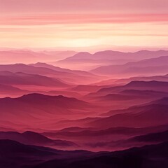 Obraz premium Pink sunrise over layered mountains; scenic vista; travel, nature background