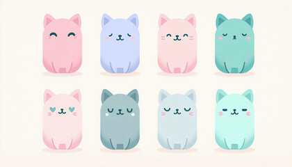 Obraz premium Line of Pastel Colored Cats