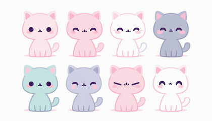 Obraz premium Line of Pastel Colored Cats