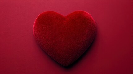 Obraz premium Soft Plush Heart Shape Pillow on Rich Red Background