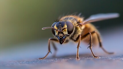 Macro Shot of Hoverfly Capturing Delicate Features and Fascinating Insect Morphology : Generative AI