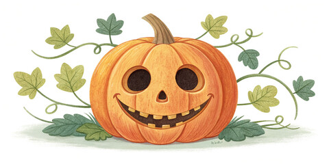 A Halloween Pumpkin Isolated on a White Background