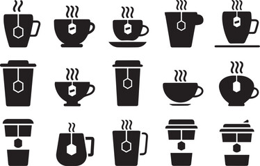 Set Of Coffee Cup And Mug On Isolated white background, Coffee Drinking Cup and Mug. 