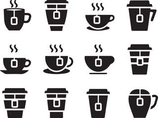 Set Of Coffee Cup And Mug On Isolated white background, Coffee Drinking Cup and Mug. 