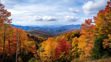 Obraz premium Autumn Landscape with Colorful Foliage in Mountainous Region During Daytime Scenic Beauty : Generative AI