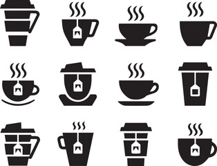 Set Of Coffee Cup And Mug On Isolated white background, Coffee Drinking Cup and Mug. 