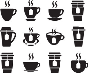 Set Of Coffee Cup And Mug On Isolated white background, Coffee Drinking Cup and Mug. 