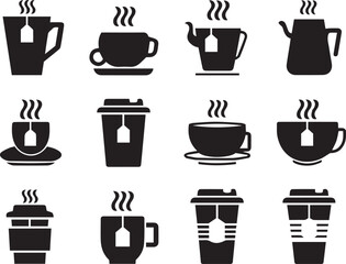 Set Of Coffee Cup And Mug On Isolated white background, Coffee Drinking Cup and Mug. 