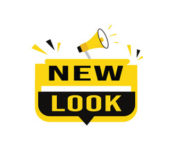 New look, banner sign on white background. Announcement or important speech vector design.