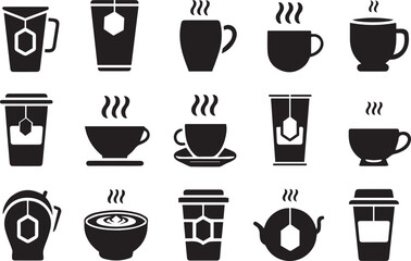 Set Of Coffee Cup And Mug On Isolated white background, Coffee Drinking Cup and Mug. 