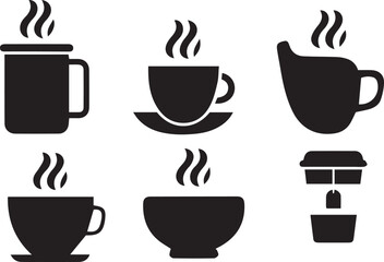 Set Of Coffee Cup And Mug On Isolated white background, Coffee Drinking Cup and Mug. 