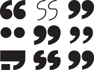 Set Of Quotation Symbol On Isolated white background 