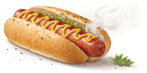 Tasty Hot Dog Isolated on a White Background for Food Photography
