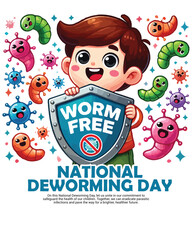 National Deworming Day on February 10 Child Health Day in India social media post banner template
