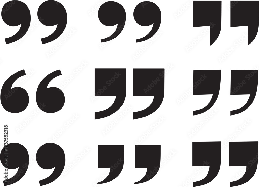 Fototapete set of quotation symbol on isolated white background. collection of quotation symbol