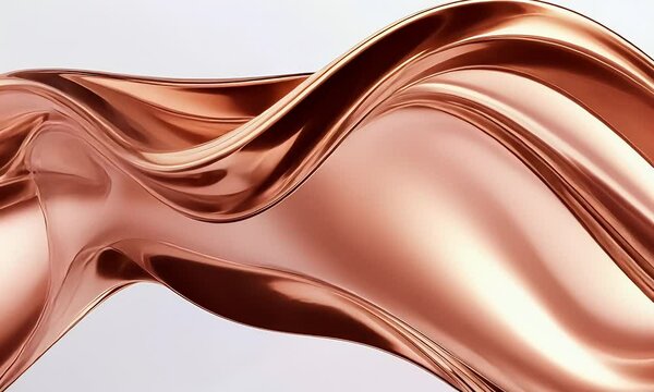 Abstract copper wave flowing, elegant design, white background, luxury concept, ideal for website banner. Screen display background