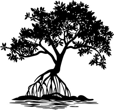 Mangrove tree silhouette