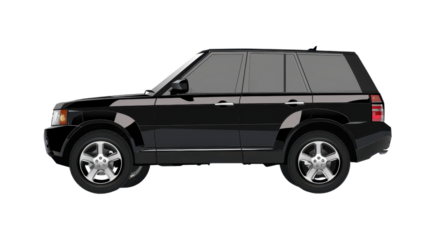 Black suv car isolated on transparent background, side view