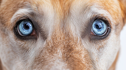 close up adorable dog with blue eye look at camera making contact