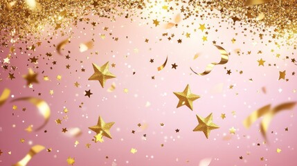 Golden stars confetti celebration background