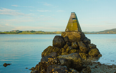 Ornaments made of stone around Onerahi Wharf, Whangarei, New Zealand.