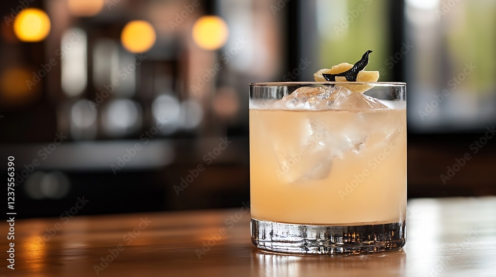 Poster Elegant cocktail in a dimly lit bar setting perfect for socializing and relaxing evenings : Generative AI