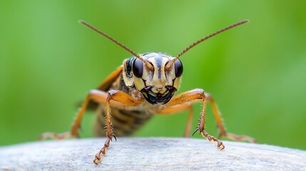 Fototapeta premium Detailed CloseUp of Black and Orange Wasp with Prominent Features : Generative AI