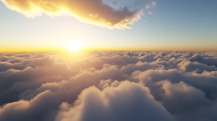 Breathtaking Vibrant Sunrise Above CottonLike Cloud Formation in a Tranquil Sky : Generative AI