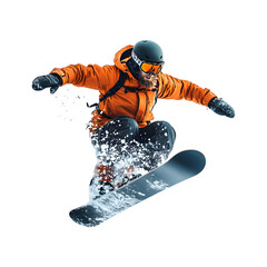 Snowboarder Catching Air Off a Jump Isolated on Transparent Background